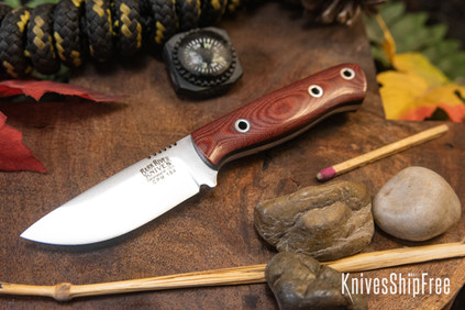 Bark River Knives: Micro Bravo CPM-154 - Red Linen Micarta - Glow Liner - Hollow Pins