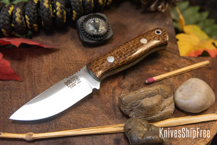 Bark River Knives: Micro Bravo CPM-154 - Tan Burlap Micarta - Toxic Green Liners