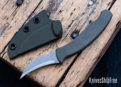 Ed's Manifesto & Kopis Designs: L-Via Field Knife - Green - Ramped Matte