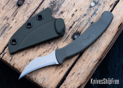 Ed's Manifesto & Kopis Designs: L-Via Field Knife - Green - Ramped Satin