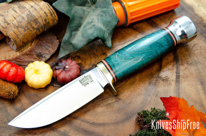 Bark River Knives: Mini Manitou - CPM-154 - Turquoise & Salmon Maple Burl