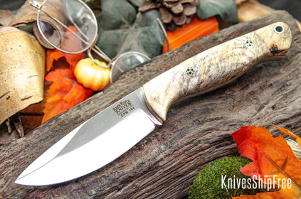 Bark River Knives: North Country EDC - CPM 154 - California Buckeye Burl - Red Liners - Mosaic Pins