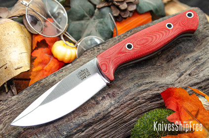 Bark River Knives: North Country EDC - CPM 154 - Red Linen Micarta - Glow Liner - Hollow Pins