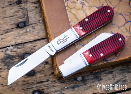 RoseCraft Blades: Beaver Creek Barlow - Red Barnboard Jigged Bone - D2 Tool Steel