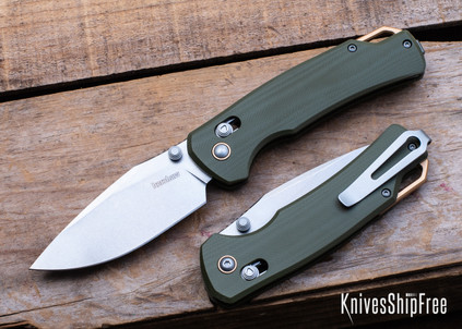 Kershaw Knives: Proximal - DuraLock - KVT Bearings - Olive Green G-10 - D2 Tool Steel - Stonewash