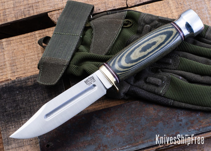 Bark River Knives: Gladstone Hunter - CPM-154 - Black & Green Linen Micarta