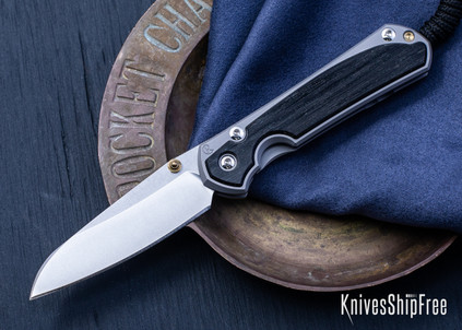 Chris Reeve Knives: Small Sebenza 31 - Insingo - Glass Blasted Titanium - Box Elder Burl - CR20AL005