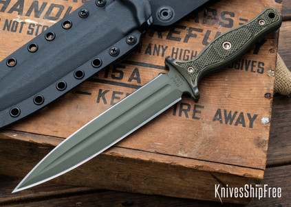 RMJ Tactical: Kilroy - Dirty Olive G-10 - M390 - OD Green Cerakote