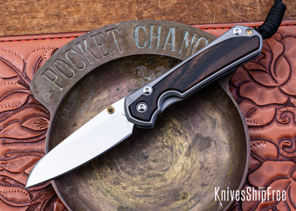 Chris Reeve Knives: Small Sebenza 31 - Insingo - Glass Blasted Titanium - Macassar Ebony Inlay - CPM MagnaCut  - CR26AL004