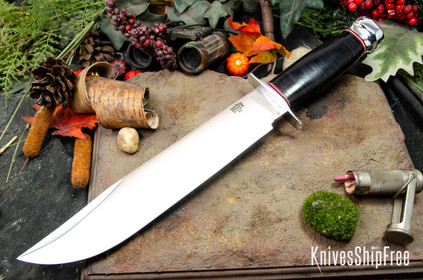Bark River Knives: 1909 Bowie - Black Stacked Leather