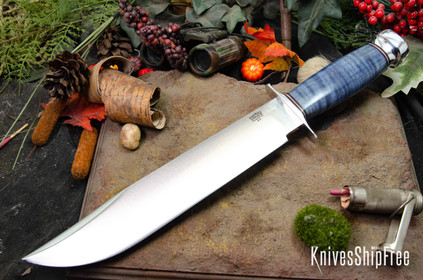 Bark River Knives: 1909 Bowie - Blue Tigertail Burl