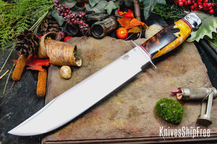 Bark River Knives: 1909 Bowie - Yellow & Desert Ironwood Burl Acrylic Hybrid #1