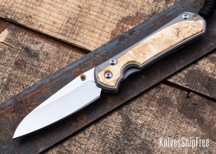 Chris Reeve Knives: Small Sebenza 31 - Insingo - Glass Blasted Titanium - Box Elder Burl - CR31AL002