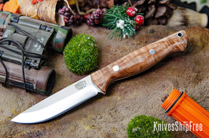 Bark River Knives: Gunny Scandi 3V - Beige Tigertail Maple Burl
