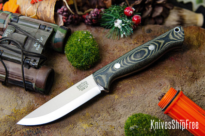 Bark River Knives: Gunny Scandi 3V - Black & Green Linen Micarta