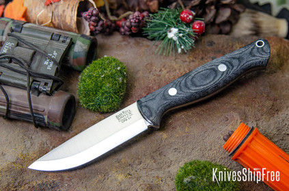 Bark River Knives: Gunny Scandi 3V - Black Canvas Micarta - Matte