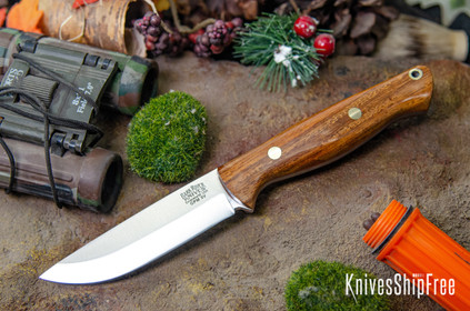 Bark River Knives: Gunny Scandi 3V - Desert Ironwood - Red Liners - Brass Pins