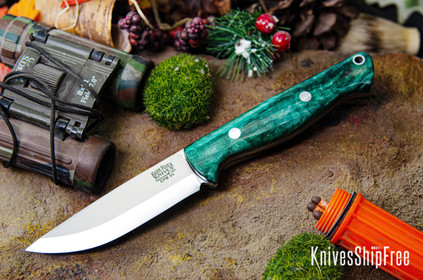 Bark River Knives: Gunny Scandi 3V - Forest Green Maple Burl
