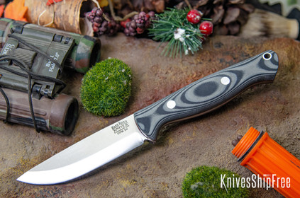 Bark River Knives: Gunny Scandi 3V - Gray & Black Suretouch - Matte - Red Liners