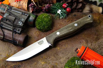 Bark River Knives: Gunny Scandi 3V - Green Canvas Micarta