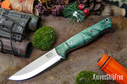 Bark River Knives: Gunny Scandi 3V - Multi Colored Maple Burl - Mosaic Pins #3