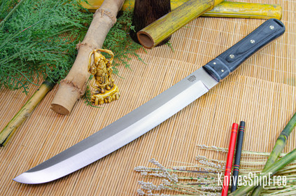 Bark River Knives: Tengu - CPM 3V - Black Bolster - Black Canvas Micarta - Mosaic Pins
