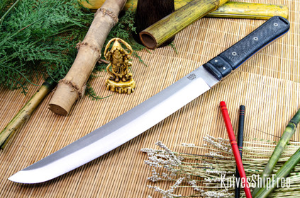 Bark River Knives: Tengu - CPM 3V - Black Bolster - Black Carbon FIber - Blue Liners - Mosaic Pins