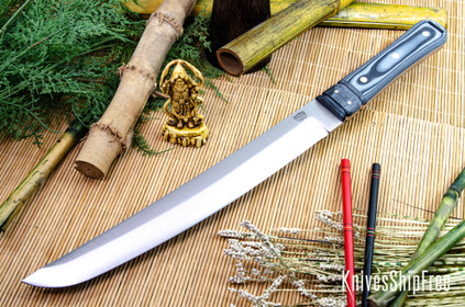 Bark River Knives: Tengu - CPM 3V - Black Bolster - Gray & Black Suretouch - Matte - White Liners