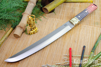 Bark River Knives: Tengu - CPM 3V - Gray & Red Tigertail Maple Burl #1