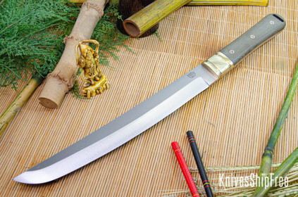 Bark River Knives: Tengu - CPM 3V - Green Canvas Micarta - Black Liners - Mosaic Pins