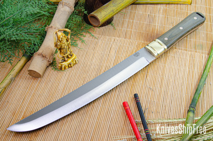 Bark River Knives: Tengu - CPM 3V - Green Canvas Micarta - Mosaic Pins