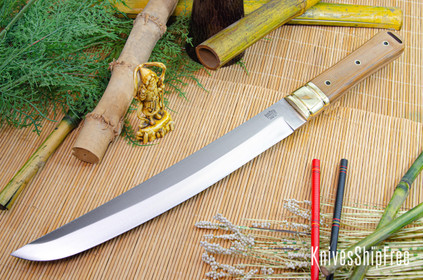 Bark River Knives: Tengu - CPM 3V - Natural Canvas Micarta - Hollow Brass Pins