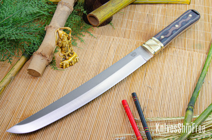 Bark River Knives: Tengu - CPM 3V - Snakeskin Burgundy Canvas Micarta - White Liners - Mosaic Pins