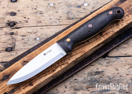 L.T. Wright Knives: GNS - Concrete Home Brew Resin - Thin Black G10 Liners - Matte - Scandi Grind - 01 Tool Steel - Polished