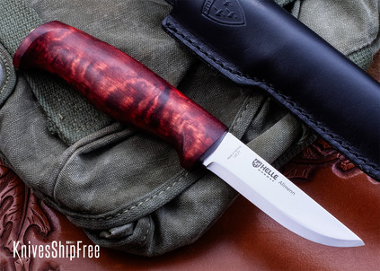Helle Allmenn - 3.54" Scandi Blade - 12C27 - Red & Black Curly Birch