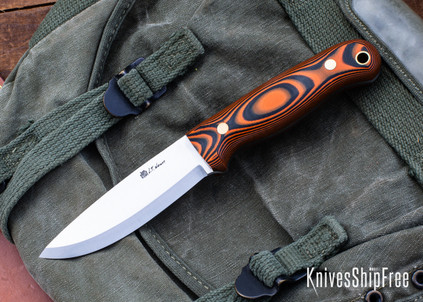 L.T. Wright Knives: Rogue River - Scandi - Black & Orange G-10 - A2 Steel