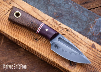 Bradshaw Blades: Biddie - Burlap / Coral Red Micarta - 1095 Carbon Steel - BB22DL003