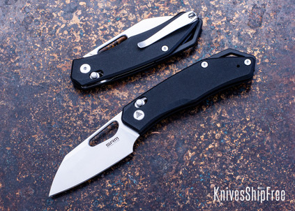 SRM Knives: Cub 261M-GB - Black G10 - Bead Blast Wharncliffe - Ambi-Lock - 154CM