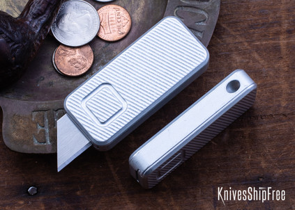 Rivery MFG: Zero - Manual OTF Utility Knife - File Pattern - Worn Gray Aluminum