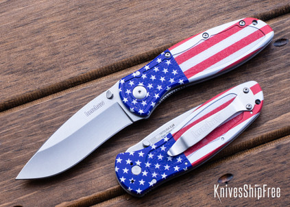 Kershaw Knives: Blur - Assisted Opening - USA Flag Aluminum - 14C28N - Stonewashed - 1670USA