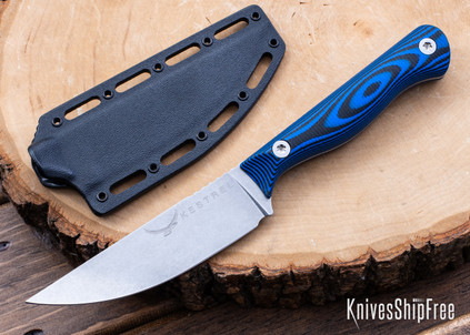 Kestrel Knives: Ovis Hunter 2.0 - Black & Blue G-10 - MagnaCut - Stonewashed - Black Kydex