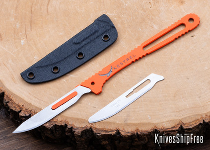 Kestrel Knives: Mountain Scalpel - 6Al-4V Titanium - Orange Cerakote - Black Kydex