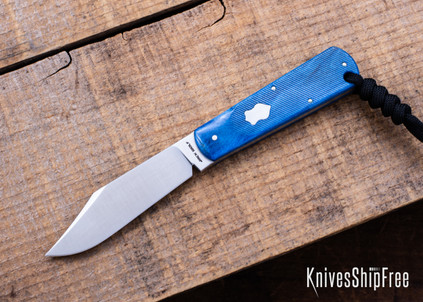 Jack Wolf Knives: Gateway FIXEdc - Sawcut Blue Bone - 14C28N - Satin