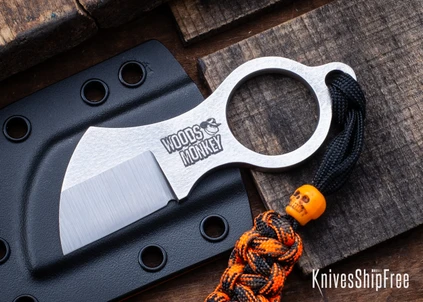 L.T. Wright Knives: Woods Monkey Batwing - EDC Ring Knife - MagnaCut - Chisel Grind - Realtree Orange/Black Kydex