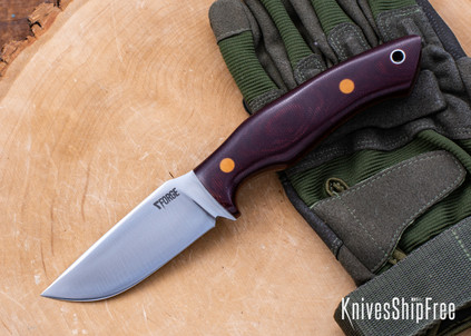 7Forge Knives: Hermes - Double Red Canvas Micarta - Natural Canvas Liners - Butterscotch Pins - Procut
