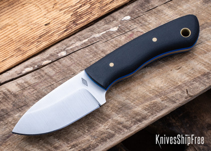 Battle Horse Knives: Slug - O1 Tool Steel - Saber Grind - Black Micarta - Blue Liners