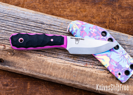 WK Forgeworks Custom Knives: Little Bird - Black & Pink G10 - Pink Pins - AEB-L