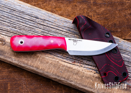 WK Forgeworks Custom Knives: Little Bird - Jade & Pink Glow G10 - White Pins - AEB-L