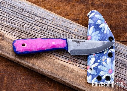 WK Forgeworks Custom Knives: Little Bird - Pink & Purple G10 - Pink Pins - AEB-L