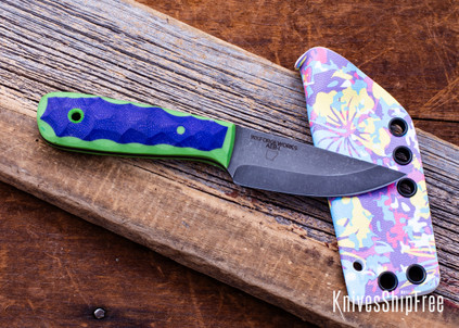 WK Forgeworks Custom Knives: Little Bird - Purple Linen & Green G10 - Green Pins - AEB-L